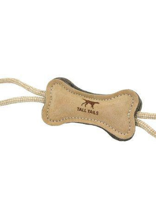Tall Tails – Natural Leather & Wool Bone Tug Toy