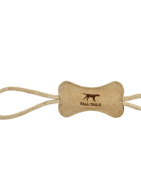 Tall Tails – Natural Leather & Wool Bone Tug Toy