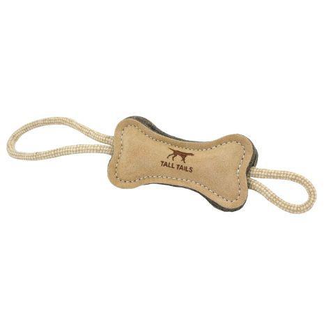 Tall Tails – Natural Leather & Wool Bone Tug Toy