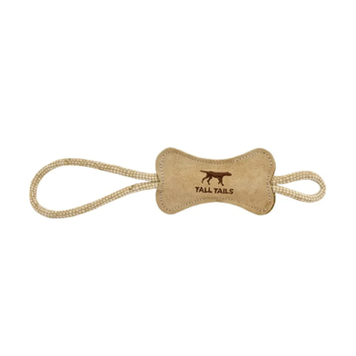 Tall Tails – Natural Leather & Wool Bone Tug Toy