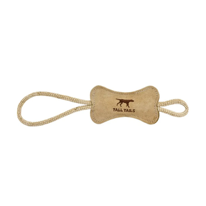 Tall Tails – Natural Leather & Wool Bone Tug Toy